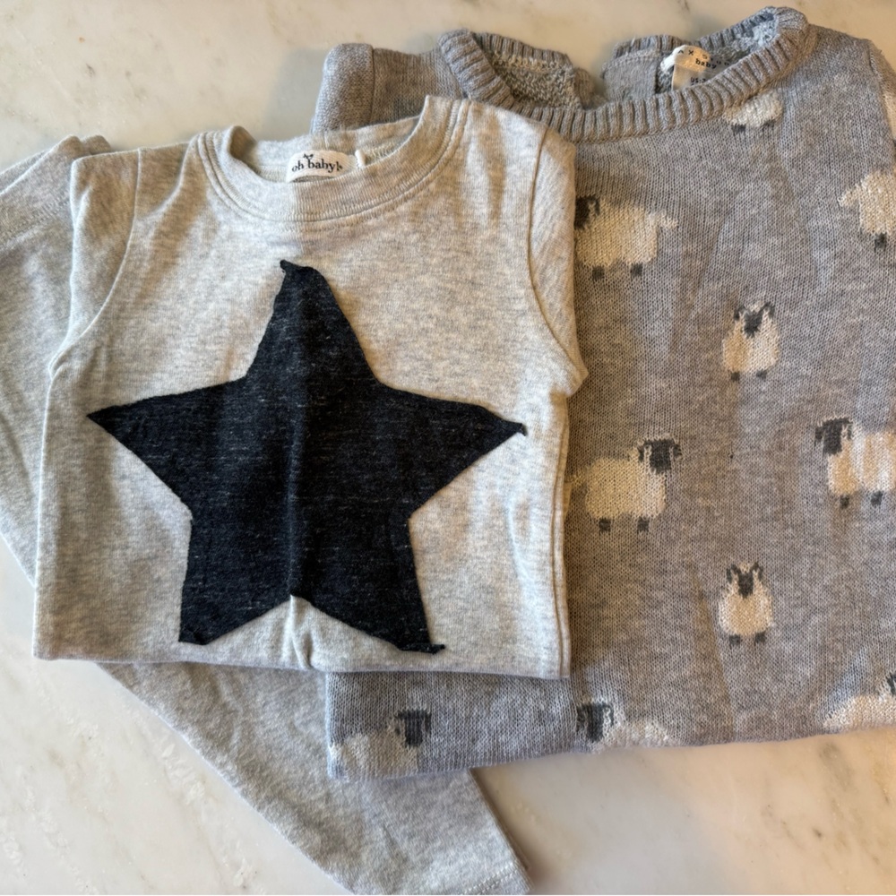 Stylish Baby Bundle Star and Sheep - GRAY Looks - LIKE NEW! 3/6 Months
